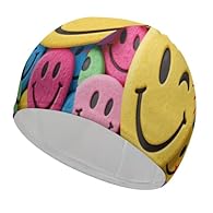 This Yellow Star Happy Face swim cap for women men features 92% polyester and 8% spandex, delivering high elasticity for a snug yet soft fit. The breathable swimming hat stays gentle on your scalp, avoiding tight pressure during long sessions, while ...