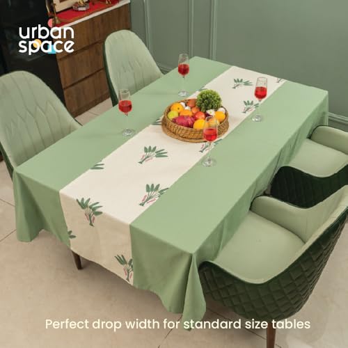Image of Urban Space 100% Cotton Dining Table Cover for 4 Seater, Rectangular Table Cloth with Panelled Design, 4 Seater Cotton Table Cover(Palm Lagoon Green, 4 Seater, 48 inch x 72 inch)