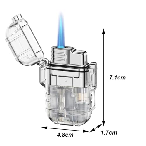 Encendedor a chorro con ventana de gas transparente y llama ajustable miniatura 5