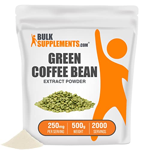 BulkSupplements.com Green Coffee Bean Extract Powder - Herbal Supplement for Heart & Energy - Gluten Free, No Filler - 250mg per Serving, 2000 Servings (500 Grams - 1.1 lbs)