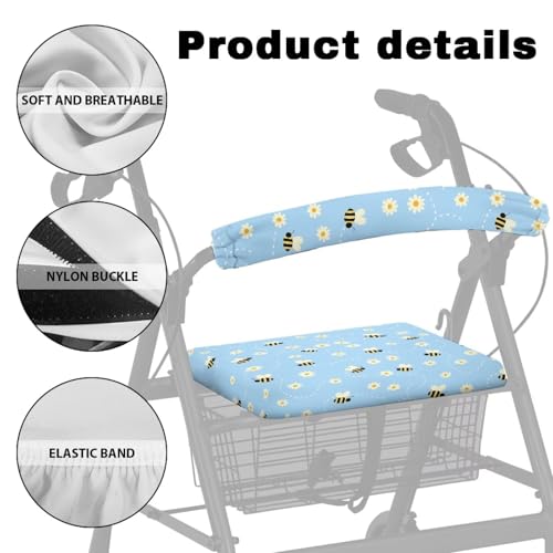 Image of Bee Rollator Accessories for Ladies Universal Walkers Seat Covers Cute Walkers for Seniors with Seat Covers Blue