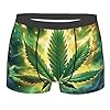 Cannabis Leaf Marijuana Psychedelic Fire Green Yellow Men'S Boxer Briefs Cool Underwear For Men Soft Comfortable