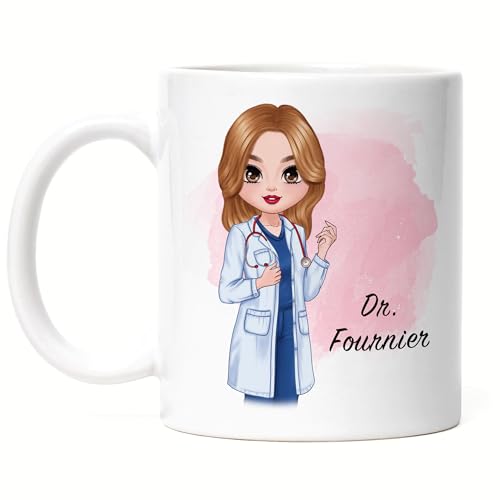 Kiddle-Design Mug Médecin personnalisé | Cadeau d'études de médecine | Avec nom pour féliciter l'examen Médecine Études Merci & Cadeau d'adieu