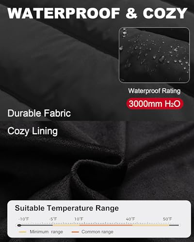 Image of Men's Puffer Jacket Winter Coat Puffy Parka with Fur Hood Waterproof & Windproof Shell Fleece lining 4 Pockets
