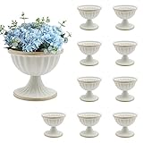 Mini White Flower Arrangement Pots 10 Pcs for Centerpiece, 3.7in Wedding Table Vase Urn Planter Decor, Trumpet Plant Pot for Home Table Ceremony