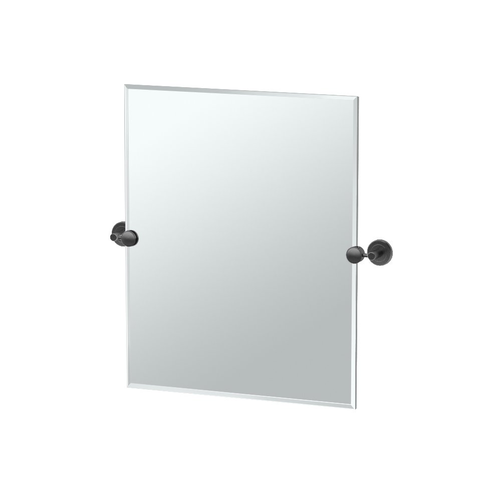 Gatco 4249MXSM Latitude II Small Frameless Rectangle Bathroom Vanity Mirror, Wall Mounted, 24-Inch H x 19.5-Inch W, Matte Black
