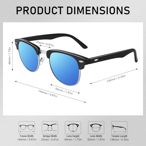 Image of GQUEEN Classic Horn Rimmed Semi Rimless Polarized Sunglasses for Men Women GQO6
