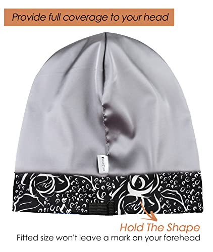 Image of Satin Lined Sleep Slouchy Cap Curly Girl Slap Headwear Gifts For Frizzy Hair Women