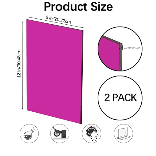 Image of Translucent Purple Acrylic Sheets 8*12 inch 1 /8 inch Thick (2.8~3mm) Red Transparent Cast Acrylic Plexiglass Board for Sign, DIY Project, Laser Cutting, Wedding, Craft, Picture Frame, Engraving(2 Pieces)
