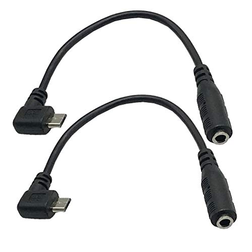 Seadream Micro USB to 3.5mm Jack Audio Cable Cord,Right Angle, for Active Clip Mic Microphone Convert Adapter,6inch (Black 2Pcs) image 3