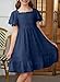 blibean Tween Girls Summer Dress Teen Girl Chiffon Flower Boho Dresses Big Kids Flutter Short Sleeve Homecoming Clothes Wedding Swiss Dots Vestidos Niñas Size 8-9 Years Old Navy Blue