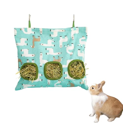 Bolsa de heno para conejos, bolsa colgante de heno para conejos, cobayas y chinchillas (3 ventanas)