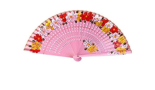 Lote de 24 Abanicos De Madera'Lovely' 23 Cm - Abanicos Originales Madera para Detalles de Bodas, Recuerdos Baratos Calados Flores