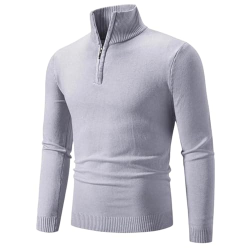 Men's Half-Zip Pullover, Slim Stand-up Collar Casual Knit Sweater