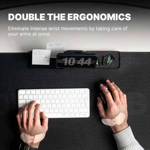 Image of DELTAHUB Carpio 2.0 - Left & Right Handed Ergonomic Wrist Rest for Mouse and Keyboard, Carpal Tunnel Support, Pain Relief, Anti-Fatigue, Easy Glide, Office Computer, Laptop, Gaming - Large, Black