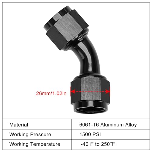 Image of EVIL ENERGY 10AN Female to 10AN Female 45 Degree Swivel Coupler Union Fitting Adapter Aluminum Black
