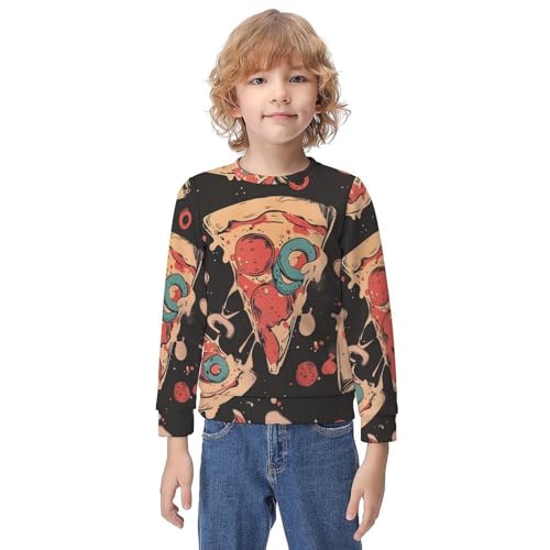 Pepperoni Pizzas PatternChildren's Casual Pullover Sweatshirt Loose Fit8-10Y