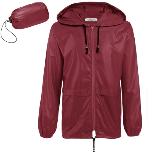 Image of COOFANDY Mens Packable Rain Jacket Lightweight Waterproof Raincoat with Hood Outdoor Rain Gear Travel Hiking Cycling