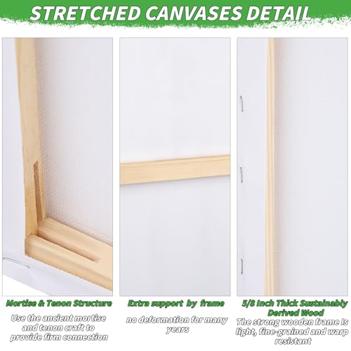 10 Pack Stretched Blank Canvases for Painting 18x24 100% Cotton Large Canvas Boards for Painting Bulk, White Painting Canvas for Oil, Acrylic Paint & Other Painting Media