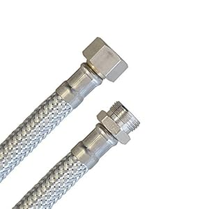 H2O-Flex® Panzerschlauch 3/8" Überwurfmutter x 3/8" Außengewinde, IG/AG Flexschlauch DN8 Verbindungsschlauch für Armatur Sanitär Schlauch mit Trinkwasserzulassung, 500mm