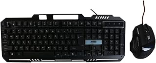 كيبورد وماوس العاب سلكي باضاءة خلفية متعددة الالوان بمفاتيح وسائط عالي الحساسية AD300 من ادمن مناسب لاجهزة ويندوز متعدد جيناريك