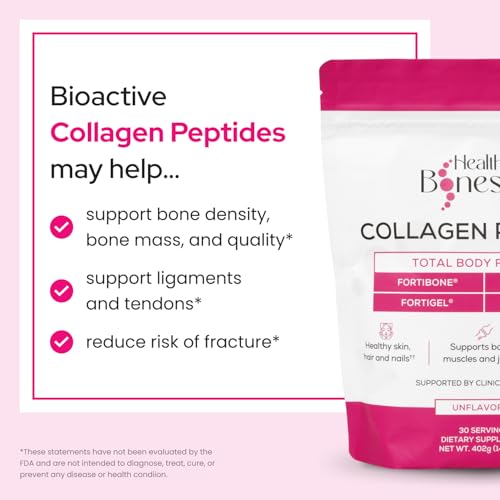 FORTIBONE® Premium Bone Health Collagen Peptides w/FORTIGEL®, VERISOL®, TENDOFORTE® | Clinically-Supported for Bones Joints Skin Hair Nails | Hydrolyzed Collagen Anti-Aging Formula | 30 Servings - Thumbnail 3