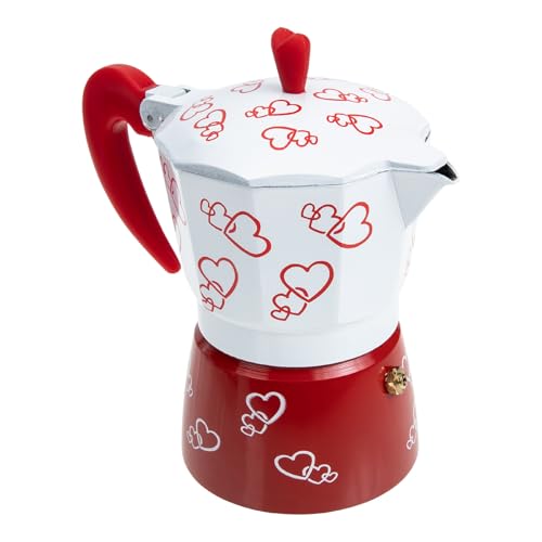 ABOOFAN Cafetera de Moca de Aluminio Portátil para Hogar y Oficina Capacidad de 150ml, Fácil de Almacenar y Diseño Clásico Rojo
