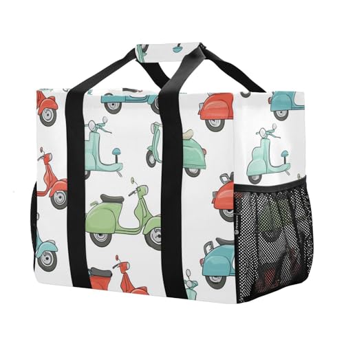 Cute Colorful Scooter Pattern Beach Tote Pool Bags for Women Ladies Large Waterproof Gym Tote Carry On Bag for Weekender Swim Gym Shopping Travel Daily Bag2