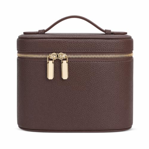 idoltimes Cosmetic Case, Leather Makeup Bag, Portable Handheld Makeup Case, Detachable Compartments