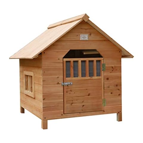 YOT Wooden Outdoor Dog House with Windows Cover