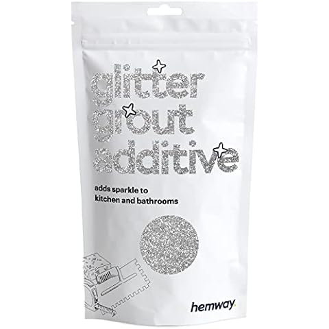 Hemway Glitter Grout Additive add Sparkle to Mosaic Tiles, Bathrooms, Wet Rooms, Kitchens, Tiled Based Rooms and Cement Based Grouts 100g / 3.5oz - Silver Cover