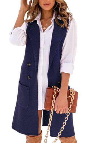 Image of IDEALSANXUN Womens Long Sweater Vest Fall Winter Sleeveless Knit Cardigan Outerwear