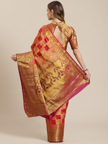 Image of Women's Banarasi Silk With Jacquard Print Saree With Blouse