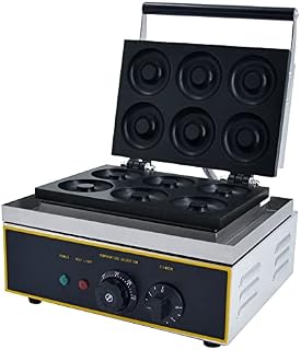 Commercial Doughnut Machine,1550W Electric Stainless Steel Donut Maker,6 Holes Donuts for Kitchen& Business Use,50-300 Double-Sided Heating Donut Machine