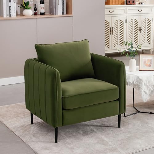 Zentrava Green Accent Chair for Living Room, Modern Upholstered Accent