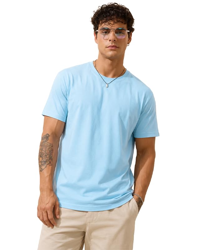 Image of Sleepynuts Men's Everyday Wear Crew Neck Regular Fit T-Shirt | Half Sleeve Solid Plain Casual T-Shirt for Men | Soft Breathable Fabric |