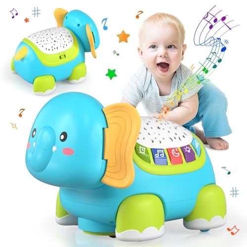 Lehoo Castle Elefante Musical Proyector Juguetes Niños 1 Año, 3-6-9-12 Meses Bebe Interactivo Juguetes para Gatear con música Relajante y Luces de Colores, Regalos Originales Bebes 1 2 3 Año