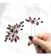 Flayem Hochzeit Braut Haarnadeln Roter Strass Haarschmuck Kristall Brautschmuck Haarnadel für Bra...