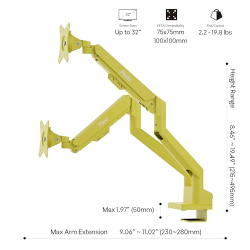Image of Pixio Two PX248 Wave Yellow 24 inch 200Hz Refresh Rate FHD 1080p Resolution Fast IPS Panel 1ms GTG Response Time Gaming Monitors and PS1D Wave Yellow Dual Monitor Arm