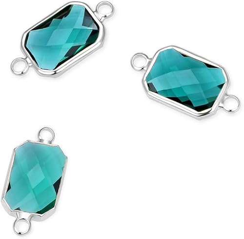 Miniatura 5 de Adabele 10pcs grado A febrero amatista púrpura piedra natal conector rectángulo de corte radiante enlace 0.551 in plateado plata cristal Rhinestone