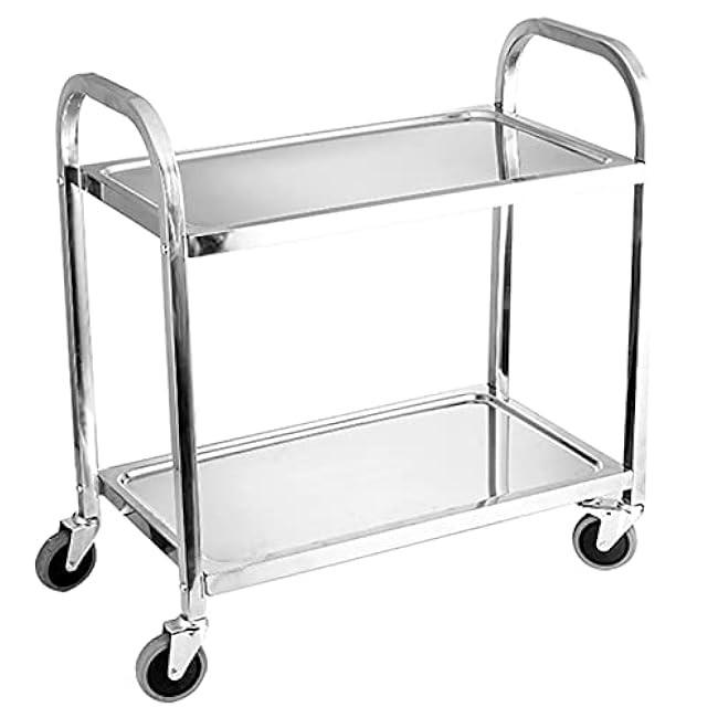 2/3 Tier Serving Trolley, Stainless Steel Utility Cart, Detachable Catetrolley, Utility Rolling Service Cart, Kitchen Storage Shelf with Locking Wheels, for Hotel/Restaurant/Home,2 Layers-75*40*83-Aj5fTueN
