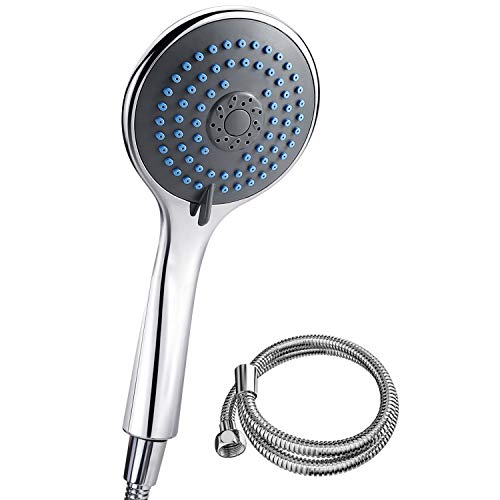 Pommeau de douche à main avec tuyau de 1,5 m - Pommeau de douche haute pression YEAUPE avec 7 modes de pulvérisation réglables - Élimination facile du calcaire pour l'eau dure et basse pression Cover