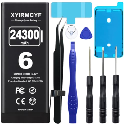 XYIRMCYF 24300mAh Super Capacity Battery Compatible with iPhone 6/6G New 0 Cycle Li-Polymer Replacement Battery for iPhone 6/6G with Professional Repair Tool Kit