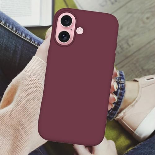Image of Back Cover Compatible with iPhone 17 Case (6.3) Soft Touch Slim Liquid Silicone Full Protection Shock Proof Back Cover for iPhone 17 (SC Wine)