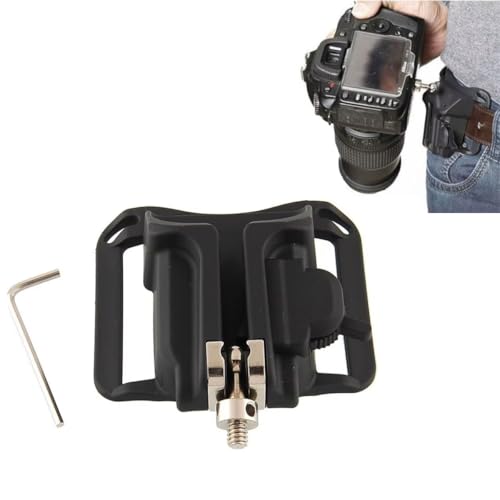 Image of Quick Release DSLR Camera Belt Clip Mount, Universal Waist Buckle Adapter Holder for Canon, Nikon, Sony & More Cameras, Hands-Free Carrying