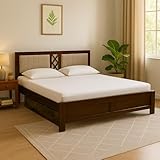 EXCEL International Cross Pettern Design Solid Sheesham Wood Queen Size Bed