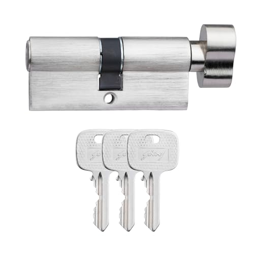 Image of Godrej Cylinder | Eco Pin Cylinder | 1CK 70mm | Satin Steel Finish | Door Thickness Upto 50mm | 3 Keys