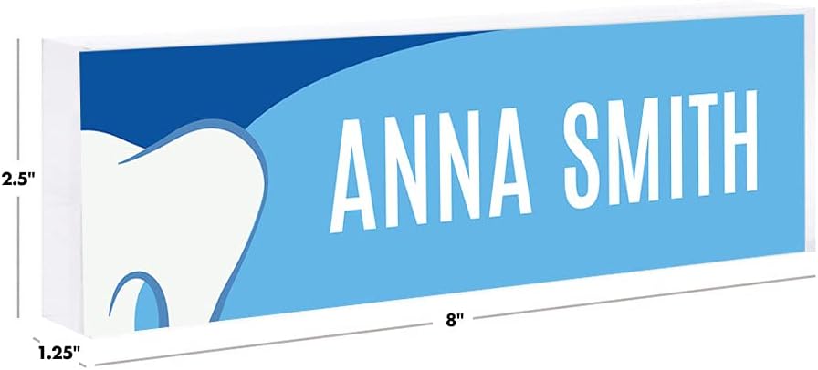Andaz Press Office Desk Name Plate, Dental Field Design Personalized Acrylic Custom Name Plate for Home, Desk, Dentist, Boss, Work, Customized Nameplate Sign Decorations for Men Women, 8" X 2.5"