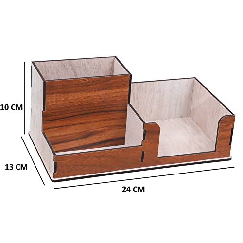 Image of Deskart Kitchen Cutlery Holder | Spoon, Fork, Knife, Napkin Tissue And Salt Pepper Organizer Stand For Home & Kitchen, Resturant, Cafe Dining Table Wooden MDF Dining Table Organizer (Modern)