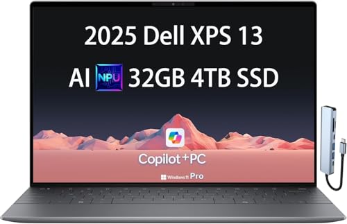 Image of New XPS 13 9345 Business Laptop, Copilot+ AI PC (13.4 inch 2K 120Hz InfinityEdge Display, Snapdragon X Elite (> Core i7-1355U), 32GB RAM, 4TB SSD), Thin Light, 27Hrs Battery Life, Win11 Pro, USB-C Hub